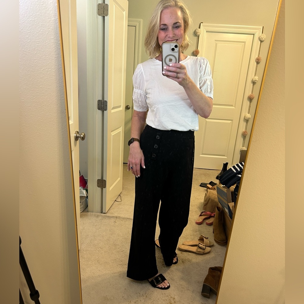 Loft Mariner Wide-Leg Pants in Crepe Material